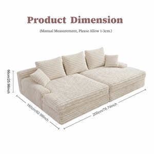Divano Letto Senza Struttura in Memory Foam ad Alta Densità, Compresso Sottovuoto, in Tessuto Corduroy Quadrato, per Hotel e <span class=keywords><strong>Soggiorno</strong></span> - Product Image 5