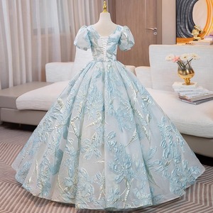 Floral Embroidered Organza Ball Gown Sweetheart Neckline Empire Waist Long Evening Dress For Performance And Vocal Music Exam - Product Image 3