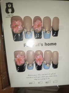 <span class=keywords><strong>Uñas</strong></span> FeiFei Hechas a Mano, 10 Piezas, Estilo Francés, <span class=keywords><strong>Stiletto</strong></span> con Flores Talladas, <span class=keywords><strong>Uñas</strong></span> Postizas Acrílicas de Cobertura Completa, Pre-Diseñadas - Product Image 2