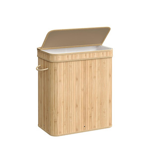 Detachable Custom Collapsible Canvas Dirty Clothes <b>Storage</b> Bamboo <b>Laundry</b> Hamper Basket With Lid - Product Image 1