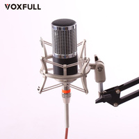 Microphone à condensateur filaire professionnel Voxfull VF-U710V - Construction métallique, réduction du bruit pour le streaming en direct, les jeux sur PC, utilisation sur ordinateur de bureau