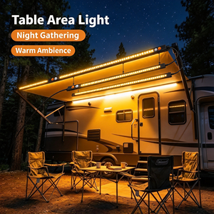Barre lumineuse <span class=keywords><strong>LED</strong></span> réglable IP68 à intensité variable, portable pour <span class=keywords><strong>camping</strong></span>-<span class=keywords><strong>car</strong></span>, tente, voiture, remorque, bateau, 10-16V, blanc et rouge, corps en PC, <span class=keywords><strong>ampoule</strong></span> COB - Product Image 2