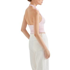 Débardeur doux style pastoral pour femme, col bénitier, dos nu et licou, hauts courts personnalisés pour femme - Product Image 2