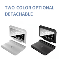 15W 2 In 1 Spiegel Draadloze Oplader Klok Led Desktop Digitale Wekker Draadloze Oplader Met Temperatuur-En Datumweergave