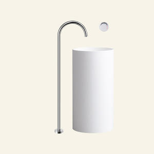 Grifo <span class=keywords><strong>de</strong></span> latón para lavabo <span class=keywords><strong>de</strong></span> pie independiente <span class=keywords><strong>de</strong></span> piso alto con manija única para baño negro mate - Product Image 5