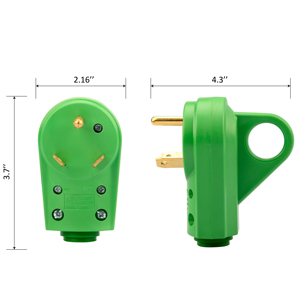 Prise de remplacement mâle 30 ampères pour RV NEMA TT-30P 125 volts poignée de déconnexion 30a RV extrémité de cordon ETL listé vert - Product Image 3