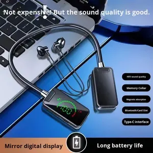 <span class=keywords><strong>Écouteur</strong></span>s <span class=keywords><strong>sans</strong></span> <span class=keywords><strong>fil</strong></span> JL à tour de cou avec LED, étanches IPX5, chargement Type-C, réduction active du bruit 5.4, affichage numérique - Product Image 2