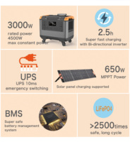 Centrale électrique portable d'extérieur 3000 w lifep04 générateur d'énergie solaire à micro-onduleur avec panneau 3000 watts