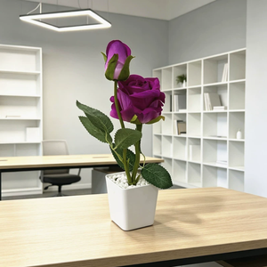 Bonsái Artificial de Dos Rosas con Perlas en Maceta, Flor Artificial Realista Hecha a Mano para Regalo del Día de San Valentín, Decoración para Cena a la Luz de las Velas - Product Image 5
