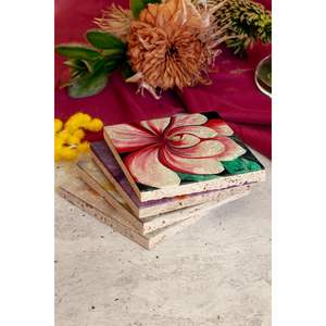 Flower01 Juego de 4 Posavasos de Piedra, Decoración Floral para Mesa y Accesorios - Product Image 3