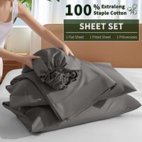 Ensemble de draps en coton 400TC confortable et durable certifié ISO 9001 doux respirant pour drap de lit en coton de chambre à coucher