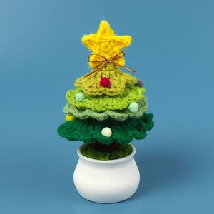 Décorations de Noël au crochet faites à la main, en gaze de tissu, petits cadeaux de bureau, plantes en pot, bouquets de fleurs artificielles DIY - Product Image 2