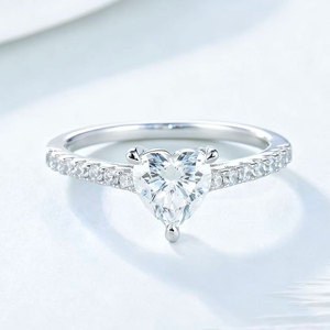 Huacan แหวนเพชรสำหรับผู้หญิงขนาด14K <span class=keywords><strong>18K</strong></span> สีทอง0.5ct 3ct หัวใจสำหรับห้องปฏิบัติการ - Product Image 3
