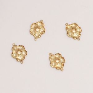 Connecteurs de fleurs remplies d'or véritable breloques de bijoux fins pour la fabrication de bracelets - Product Image 3