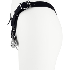 FRRK-277A Плоская клетка в форме ракушки с регулируемым кожаным ремнем, металлическая клетка для члена, устройство целомудрия для мужчин, БДСМ-игры на подчинение - Product Image 5