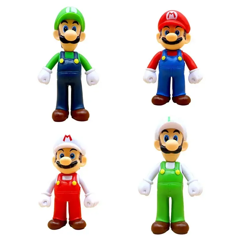 En çok satan 4 adet/takım süper Mario Bros aksiyon figürleri Model oyuncaklar çocuk karikatür şekil oyuncaklar hediye