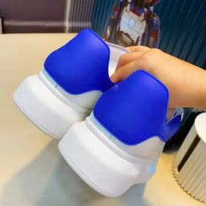 Chaussures de sport décontractées blanches unisexe en cuir véritable bleu, élégantes et de luxe, à lacets, avec fonction désodorisante, pour la marche - Product Image 6