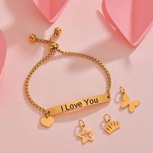 Adjustable Metal Baby Boy Custom Name Stainless Steel <b>Rope</b> <b>Bracelets</b> Bead Bar Engraving <b>Bracelet</b> Gold - Product Image 4