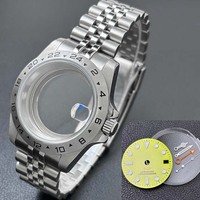 Boîtier de montre étanche en acier inoxydable de 39 mm avec verre saphir, cadran de 28,5 mm, accessoires d'assemblage de mouvement série NH35, prend en charge OEM/ODM