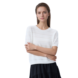 <span class=keywords><strong>T</strong></span>-shirts en Soie et Coton Personnalisés pour Femmes – Hauts Décontractés à Col Rond Tendance pour l'É<span class=keywords><strong>t</strong></span>é et le Printemps – Vente en Gros - Product Image 1