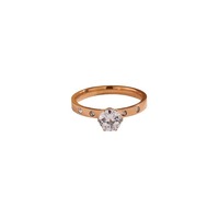 Bijoux en acier inoxydable Bagues de luxe en zircon cubique Bague de mariage pour femme Bague en acier au titane 316 Plaqué or 18 carats Vente en gros