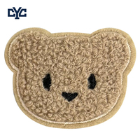 Patch thermocollant en chenille 3D de qualité supérieure, motif tête d'ours de dessin animé mignon, doux et moelleux