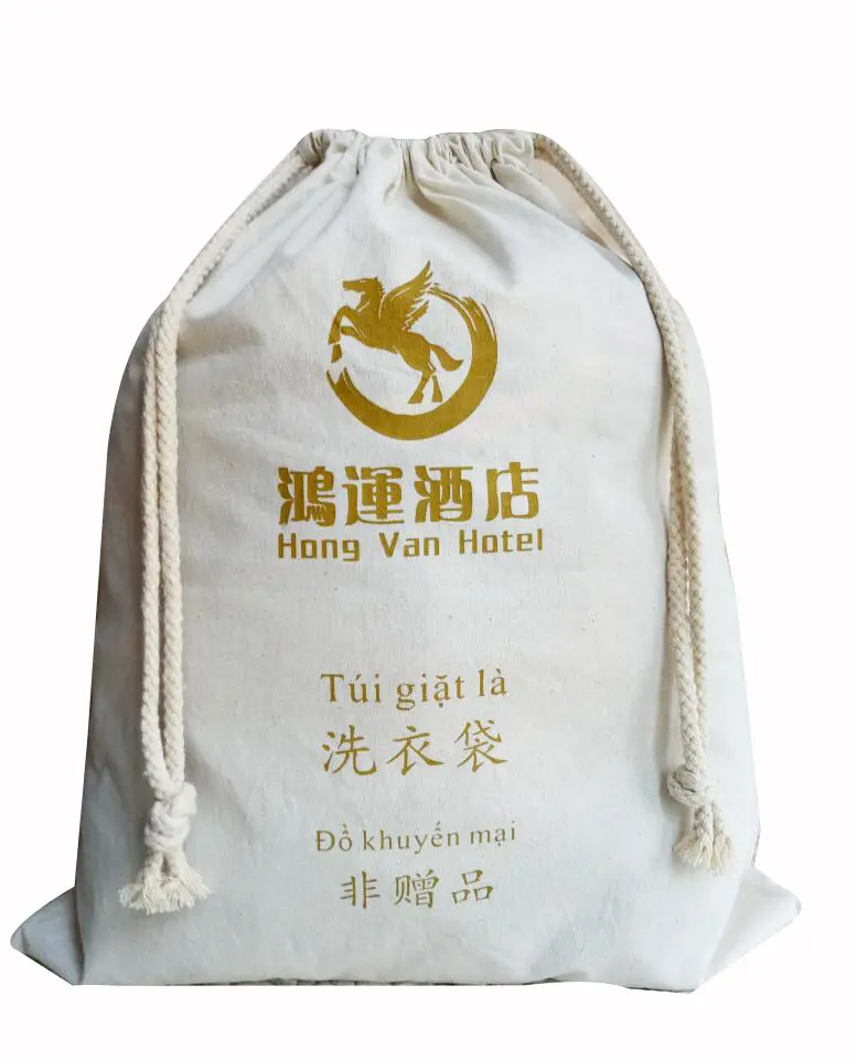 Vente en gros sac à linge en vrac en mousseline de coton recyclé pour vêtements sales