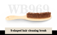 Brosse de nettoyage de salon TIANBA WB 969 en bois, tête en forme de S, poignée ergonomique facile à saisir, poils doux en nylon et soie, pour cheveux et poussière