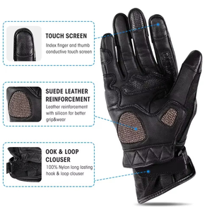 Guantes de Motociclismo de Cuero Celal, con Pantalla Táctil, Impermeables, Antideslizantes, Diseño de Cinco Dedos, Cierre de Tirón, Unisex, para Deportes al Aire Libre - Product Image 4