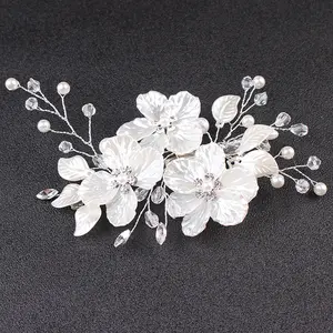 Hot Selling Vintage Handmade Fashion Porcelain White Flower Hair Pins Wedding Head Pieces Bridal Hair Jewelry Clip