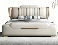 Nouvelle conception 2026 – Mobilier de chambre d'hôtel 5 étoiles de luxe italien – Lit souple réglable Queen Size – Ensemble de meubles sur mesure avec revêtement en cuir