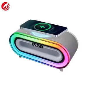 เครื่องชาร์จไร้สาย ODM <span class=keywords><strong>นาฬิกา</strong></span><span class=keywords><strong>ปลุก</strong></span>ลำโพงเสียงสีขาวพร้อมไฟ LED สี RGB - Product Image 6