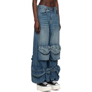 Nuevos Jeans de Mezclilla Azules Multibolsillos para Mujer, Sin Elasticidad - Product Image 2