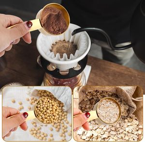 Custom 20ML Solid Liquid Measuring Scoop ISO9001 430 Gold Measuring Cups and Spoons Set Stainless Steel - Product Image 6