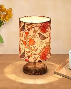 Eco-Friendly Square Bamboo Floral <b>Bird</b> <b>Table</b> <b>Lamp</b> with Fabric Shade Desktop & Bedside <b>Lamp</b> for Home Decor - Product Image 2