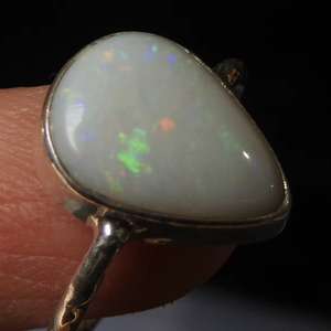 Australian Solid <b>Opal</b> Classic Prong Setting 13x9mm Third Party Certified Wedding <b>Ring</b>-<b>Silver</b> October Birthstone 5US Size - Product Image 4