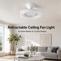 Ventilateur de plafond moderne à moteur DC BLDC avec télécommande, lumière LED à spectre complet dimmable, silencieux, 3 pales réversibles pour salon