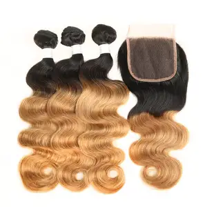 16 18 20 inch double drawn unprocessed 100 percent brazilian human hair suppliers 1b 27 ombre color body wave hair bundles