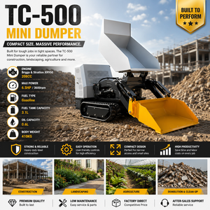 Mini-dumper sur chenilles avec chargeur frontal, noir, à essence, pour le transport de boue - Product Image 3