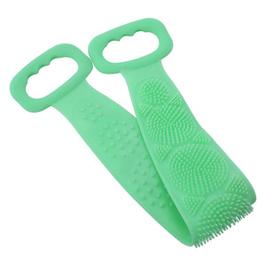 Double Sided Long Silicone <b>Bath</b> <b>Brush</b> Green For Scrubbing Back Massage Exfoliation - Product Image 3