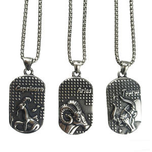 Collier avec pendentif zodiaque de marque Square, en alliage, style punk, vente en gros, bijoux personnalisés pour hommes, chaîne - Product Image 5