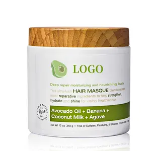 Krim rambut alpukat dan susu kelapa organik grosir masker perbaikan nutrisi Agave pengkondisian dalam untuk rambut rusak kering