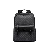 Sac à dos d'affaires imperméable en PU pour homme, sac à dos de voyage pour ordinateur portable, motif uni et monogramme