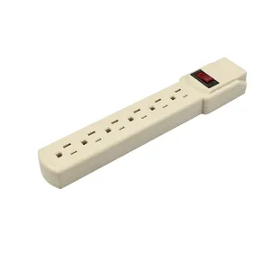 Honduras 14 AWG 6 outlet 16 Gauge 6 soket 1.5M Power Bar colokan datar standar US Universal Indoor/Outdoor Power strip