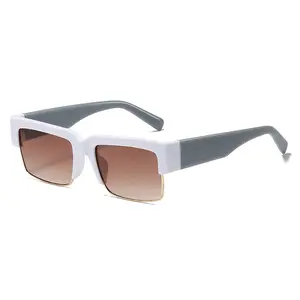 2022 popular trendy square half frame mixed colors sunglasses men women hip hop eyewear