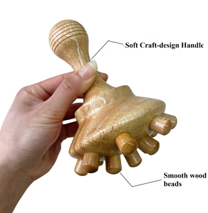 滑らかな木製ビーズリンパ排水マッサージャーハンドヘルドマッシュルームセラピーボディフィットネスツール - Product Image 3