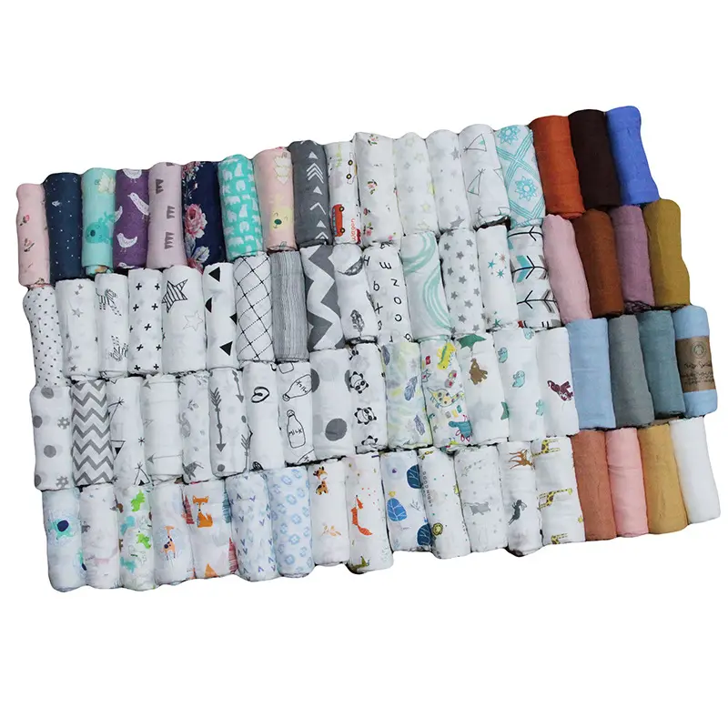 wholesale cheap 100% cotton 2 layer custom print baby muslin blanket