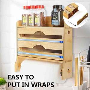 Distributeur de <span class=keywords><strong>papier</strong></span> d'emballage 4 en 1 Coupeur et étiquettes Porte-épices Organisateur de <span class=keywords><strong>papier</strong></span> essuie-tout en plastique Distributeur de <span class=keywords><strong>papier</strong></span> d'<span class=keywords><strong>aluminium</strong></span> et de <span class=keywords><strong>papier</strong></span> ciré - Product Image 5