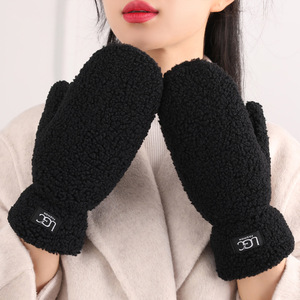 Mitaines en fausse fourrure Uggfluff pour femmes, longueur poignet, sans doigts, doublées de sherpa, mitaines convertibles en gants - Product Image 1
