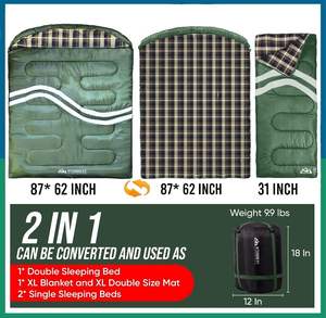 <span class=keywords><strong>Sac</strong></span> <span class=keywords><strong>de</strong></span> <span class=keywords><strong>couchage</strong></span> <span class=keywords><strong>double</strong></span> en flanelle <span class=keywords><strong>de</strong></span> coton pour adultes 2 personnes 10F avertissement <span class=keywords><strong>de</strong></span> temps <span class=keywords><strong>froid</strong></span> et taille extra large - Product Image 3